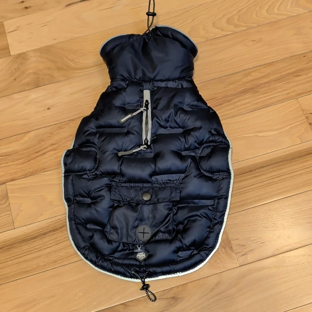 Dog Navy Puffer Jacket with Hood And Fleece Outfit
